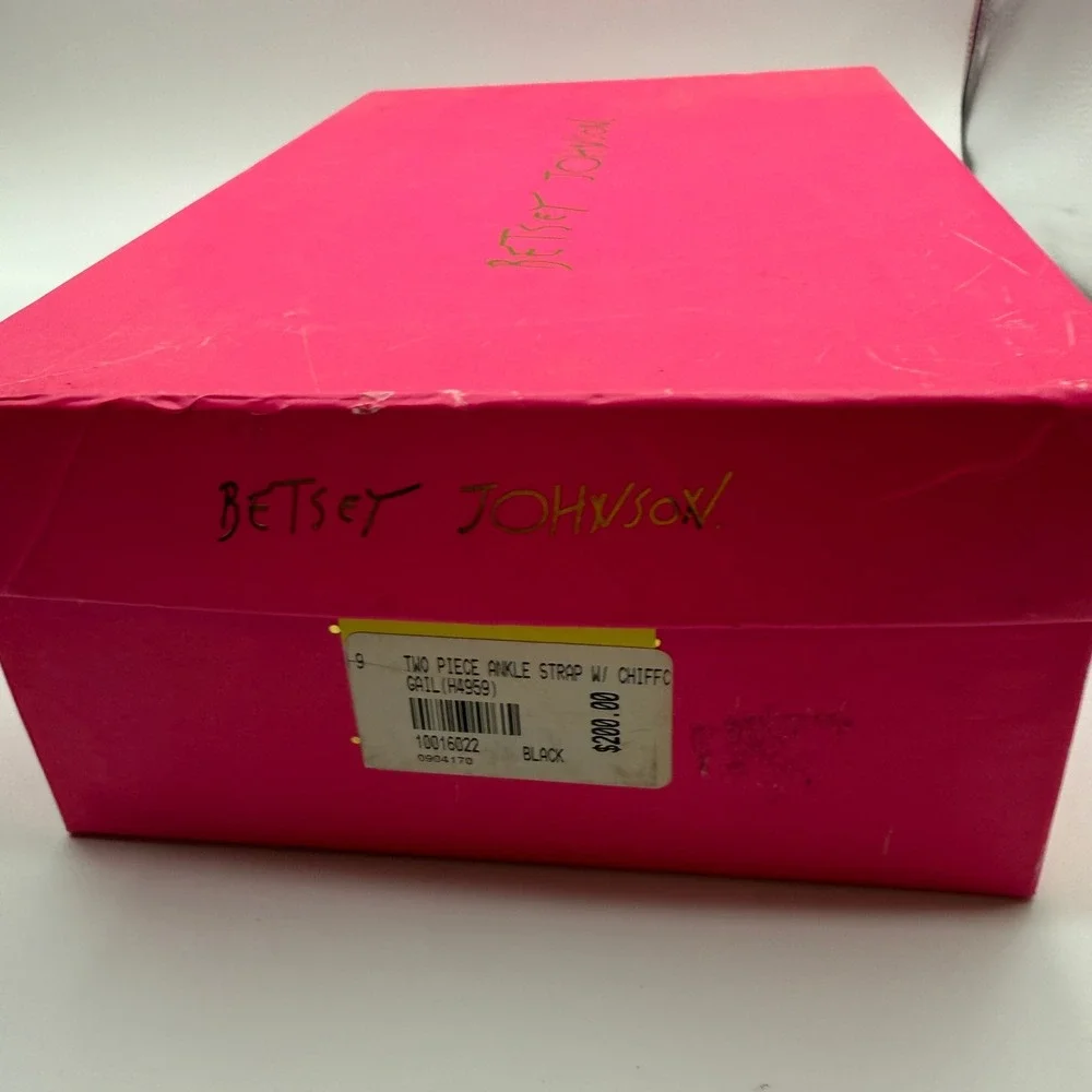 Betsey Johnson Gail Heels Women 9 Black Pink Patent Chiffon Pinup Y2K Pumps